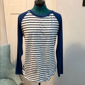 Striped Long Sleeve Tee - Blue and White